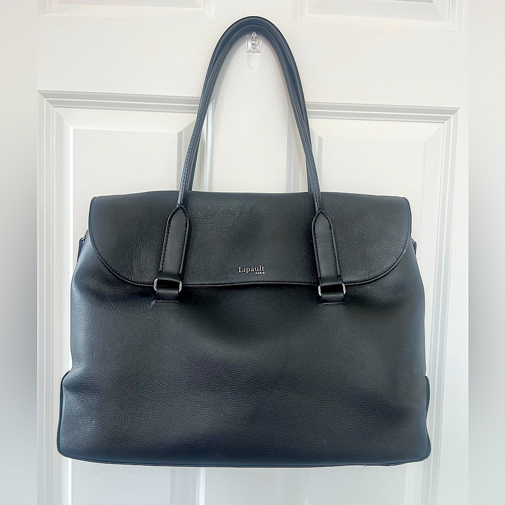 Lipault Paris Black Plume Elegance Black Laptop Tote Bag